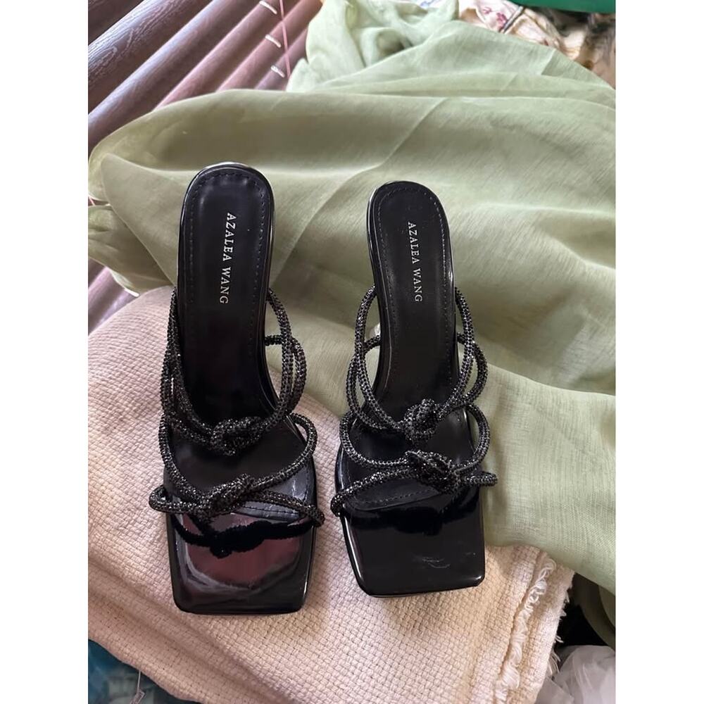 Black glitter sandal heels size 6